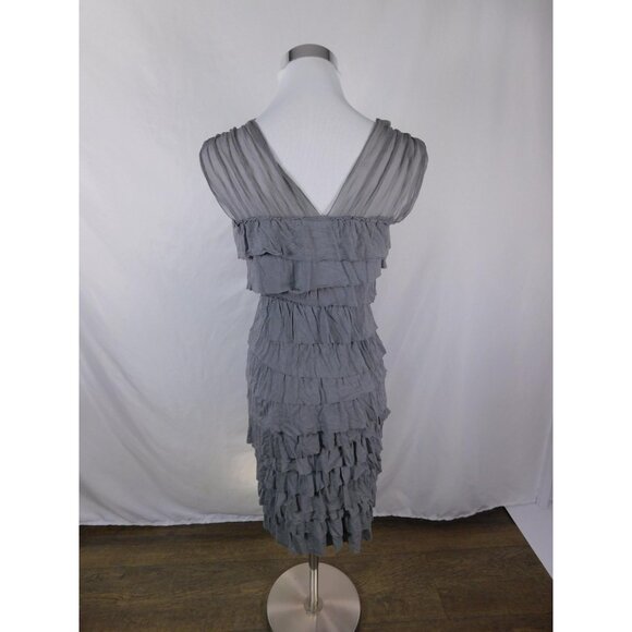 Bailey 44 Dress Womens Small Gray Sleeveless V-Neck Tiered Ruffle Sheath Party - Picture 2 of 5